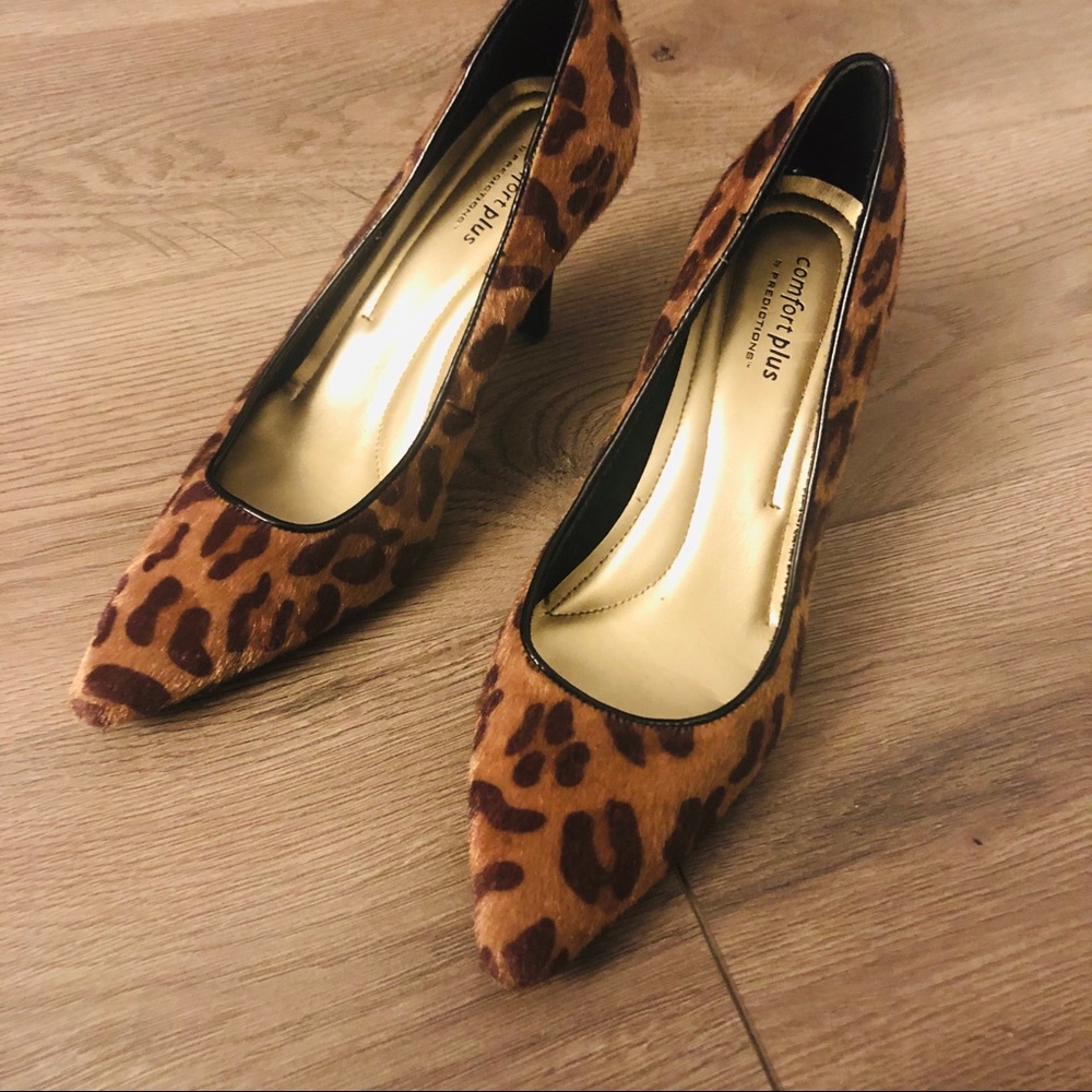 Leopard Calfhair Heels with Memoryfoam insoles